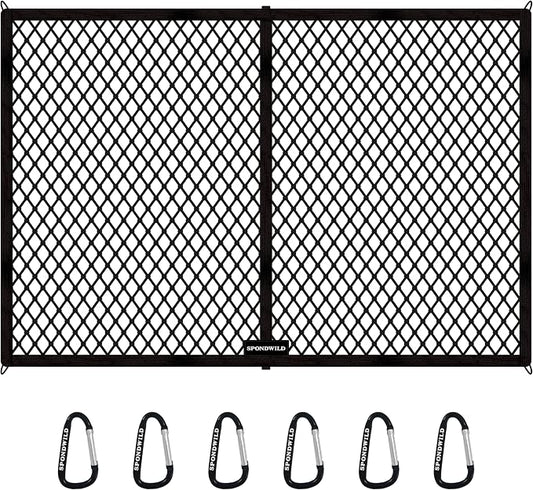Stretchable Cargo Net with Hooks(6' x 4' Stretches to 12'x8') - Adjustable Elastic Trunk and Truck Bed Storage Organizer for Cars and Trucks, Ideal for Securing Light Loads, Easy to Install