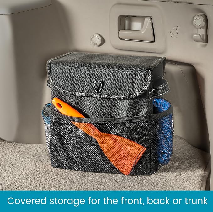 High Road Carganizer Car Storage Organizer with Lid - Multipurpose Small Car Storage Box, Back or Front Seat Organizer, Auto Console or Trunk Organizer - Univeral Fit in All Vehicles