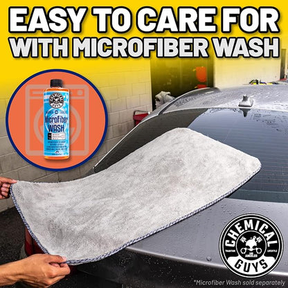 Chemical Guys Woolly Mammoth Large Microfiber Drying Towel - 36 x 25 Inch Gray, Ultra Plush Super Absorbent Car Drying Towel for Cars, Trucks, SUVs, Motorcycles, RVs, and Auto Detailing