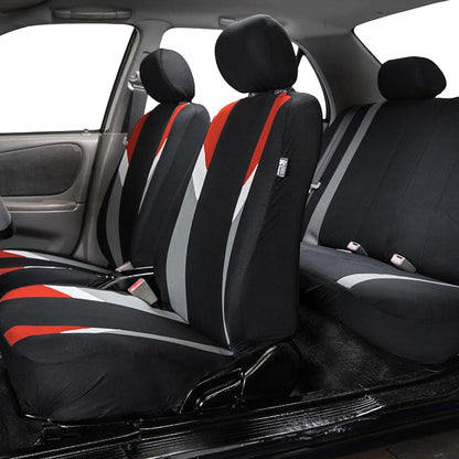 FH Group Front Set Cloth Car Seat Covers for Low Back Car Seats with Removable Headrest, Universal Fit, Airbag Compatible, Seat Cover for SUV, Sedan, Van, Red