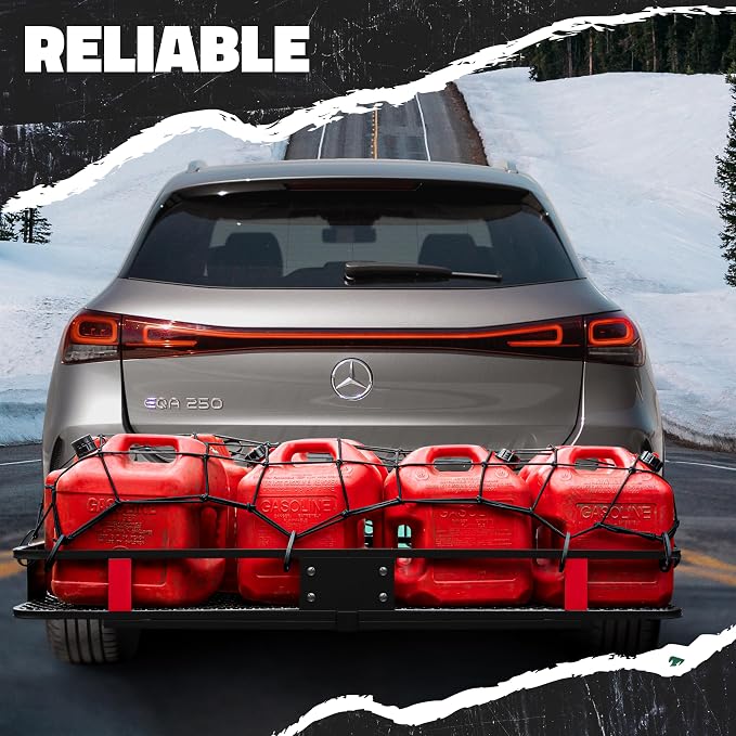 Mockins 50"x36" Large Cargo Net for Pickup Truck Bed, Roof Rack or Trailer | 6mm Thick Elastic Bungee Net with Hooks Stretching Up to 100"x75" | 4"x4" Square Safety Cargo Netting for Any Load Size