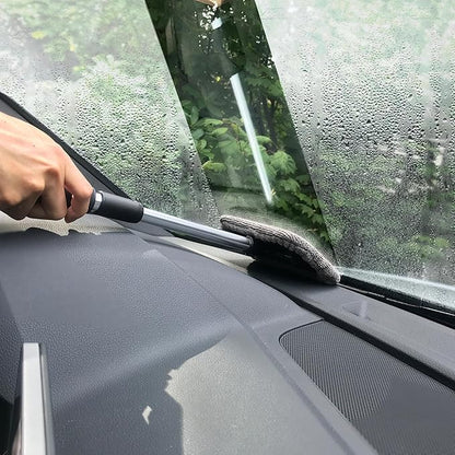 Polyte Pivoting Windshield Glass Cleaning Tool Extendable Aluminum Handle w/3 Premium Microfiber Covers