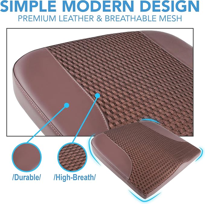 Lofty Aim Car Seat Cushion, Comfortable Memory Foam Seat Pillow for Driving, Sciatica-Back Pain Relief, Cushion for Car-Truck, Office, Wheelchair - Brown