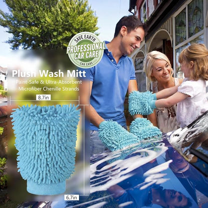 Car Wash Mitt,Detailing Ultra-Soft Chenille Microfiber Auto Gloves,Scratch-Free&Lint-Free,Safe for Trucks,SUVs, RVs&More