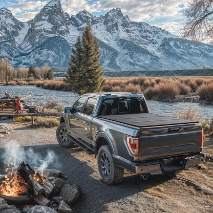 OEDRO FRP Hard Tri-fold Tonneau Cover Fits for Toyota Tundra 2022 2023 2024 2025 2026 (Excl. Trail) 5.5ft Bed with Deck Rail System, Weather-Resistant