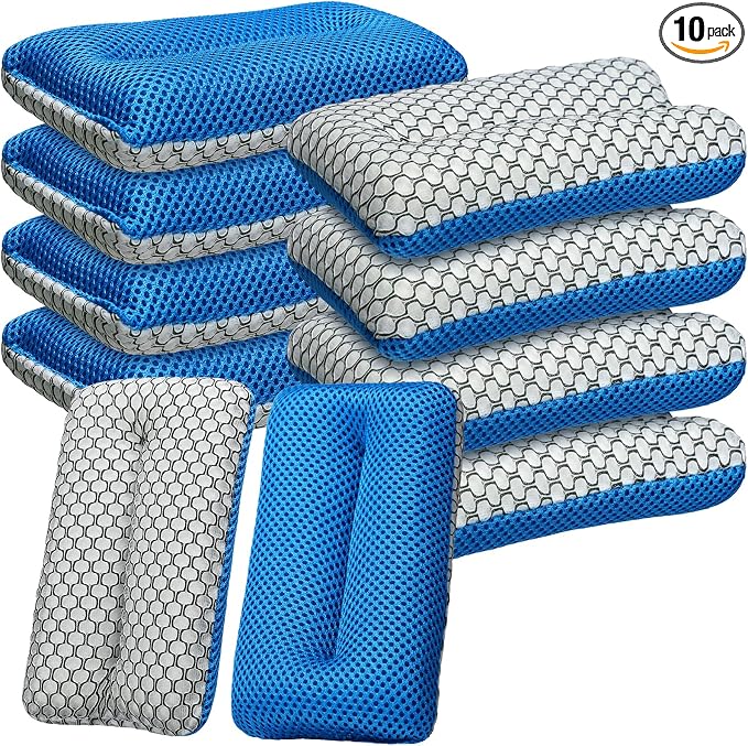 SiliFine Two Sided Bug and Tar Sponge Microfiber Bug Scrubber Car Sponge for Washing Soft Mesh, Scratch Free for Car, Truck, SUV, RV, Boat, and Motorcycle(10 Pcs)