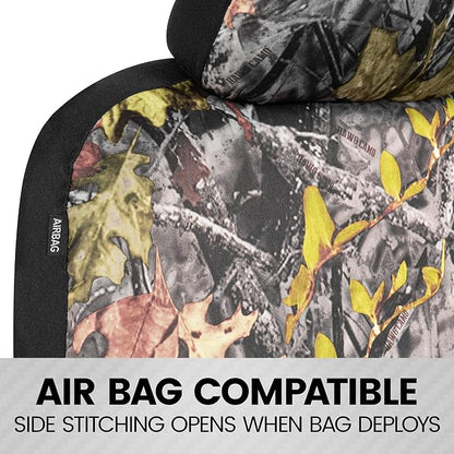BDK Camo Car Seat Covers Full Set with Floor Mats – Complete Interior Protection Set, Realistic Green Forest Camouflage Pattern, Camoflauge Interior Accessories for Auto Truck Van & SUV