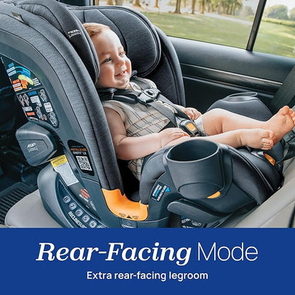 Chicco OneFit LX ClearTex All-in-One Car Seat with LeverLock Installation, Slim Design, Convertible Car Seat, Seat for Infants and Children 5-100 lbs, Ebony/Black