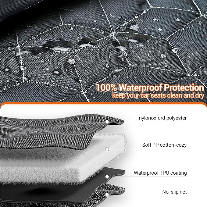 Meginc Dog Car Seat Cover for Back Seat, Waterproof Non-Slip Bench Protector for Dogs, Durable 600D Scratch Proof Seat Cover for Hair, Mud & Scratches, Travel and Daily Use in Cars Small SUVs