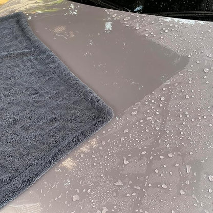 Car Drying Towel - 35"x 24" Microfiber Cloth Detailing Absorbent Chemical Without Streaks, Scratches, or Water Spots Double Twist Pile & Edgeless Design