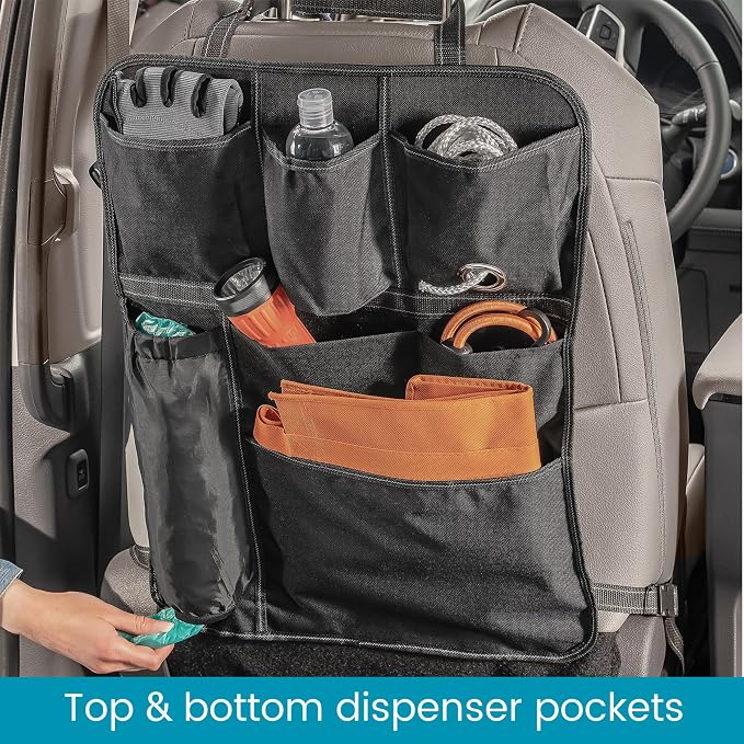 High Road BackPockets Seat Back Organizer - Back of Seat Organizer and Seat Protector with 7 Storage Pockets for Cars, SUVs, Work Trucks and Vans