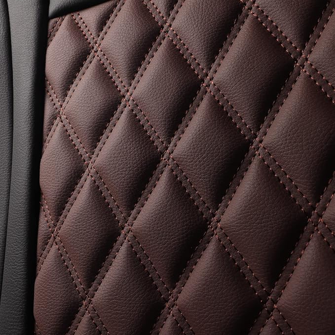 JOJOBAY Car Seat Covers for Dodge Ram,Fit 2009-2025 1500/2500/3500 HD Pick-up Truck,Crew,Regular,Quad,Mega Cab,Waterproof Synthetic Leather Seat Covers(2PCS-Front,Black-Brown)