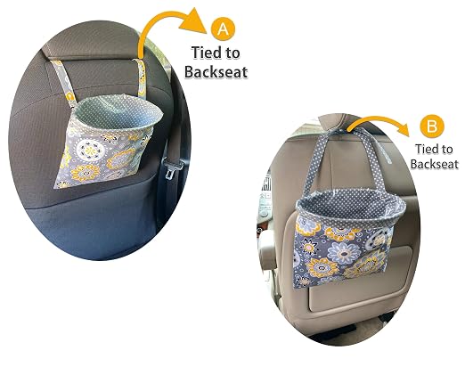 Car Trash Bag Hanging Front Seat Back Seat Headrest Console - Car Trash Bin with Reusable Waterproof Liner and Disposable Bags - Car Waste Basket (Small Teal)