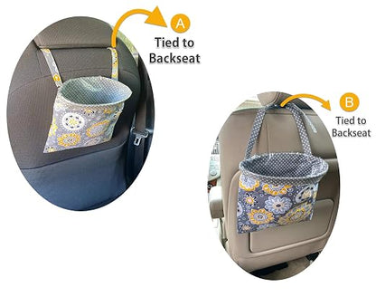 Car Trash Bag Hanging Front Seat Back Seat Headrest Console - Car Trash Bin with Reusable Waterproof Liner and Disposable Bags - Car Waste Basket (Small Teal)