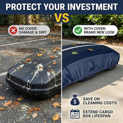 Roof Box Cover, Heavy-Duty 600D Oxford Fabric that is Waterproof, dustproof, UV-Resistant, and Scratch-Resistant, Roof Box Covers Universal Fit for Thule, Perflex, Yakima Brands. (69x35x17 inches)