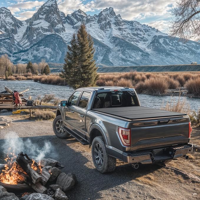 OEDRO FRP Hard Tri-fold Tonneau Cover Fold Truck Bed Covers Fits for Ford F150 F-150 2015-2025 with 5.5 Feet Bed