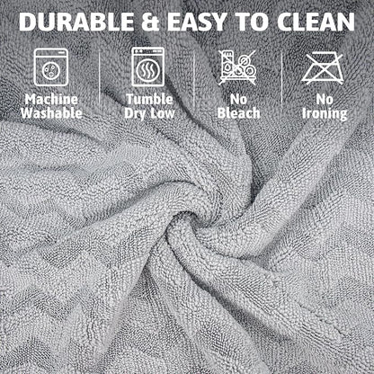 Greenfound 1000GSM Car Drying Towel 18"x24", Edgeless Double Twist Pile, Ultra Absorbent Microfiber Towel, Scratch-Free Lint-Free Streak-Free for Auto Detailing & Car Wash – Wave Silver&Grey