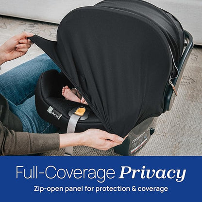 Chicco KeyFit Max Zip ClearTex Infant Car Seat and Base, Rear-Facing Seat for Infants 4-30 lbs., Infant Head and Body Support, Compatible with Chicco Strollers, Baby Travel Gear, Sierra/Beige