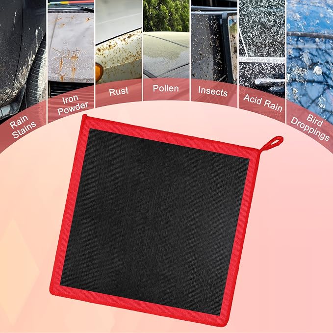 Clay Towel 12 x 12 Inch, Red Clay Bar Towel for Auto Detailing Microfiber Car Cloth Cleaner Automotive for Car Detailing