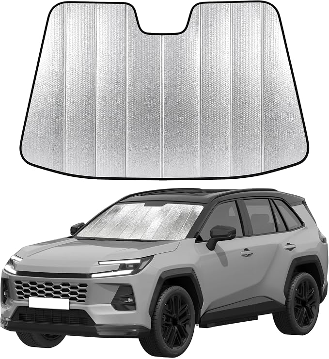 EcoNour Accordion Foldable Windshield Sun Shade Fit for Toyota RAV4 2019-2024 2025 2026 Sunshade, Front Car Window Shades Sun Visor, Blocks UV Rays & Heat, Car Accessories