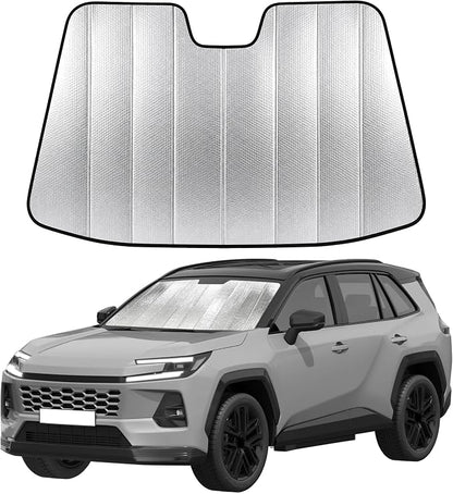 EcoNour Accordion Foldable Windshield Sun Shade Fit for Toyota RAV4 2019-2024 2025 2026 Sunshade, Front Car Window Shades Sun Visor, Blocks UV Rays & Heat, Car Accessories
