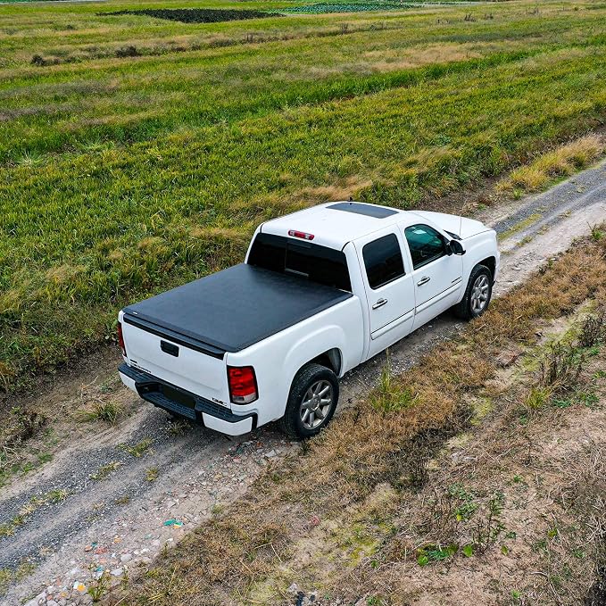 Amazon Basics Soft Roll-Up Truck Bed Tonneau Cover, 6.5 ft, Water-Resistant, Works with Bed Liners for 2014-2019 Chevy Silverado, GMC Sierra 1500, 2015-2018 Silverado Sierra 2500 3500 HD, Fleetside