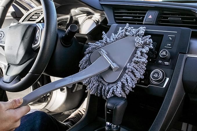 S&T INC. Super Soft Microfiber Car Duster, Pollen-Removing Dusting Wand for Car Detailing, Home and Kitchen