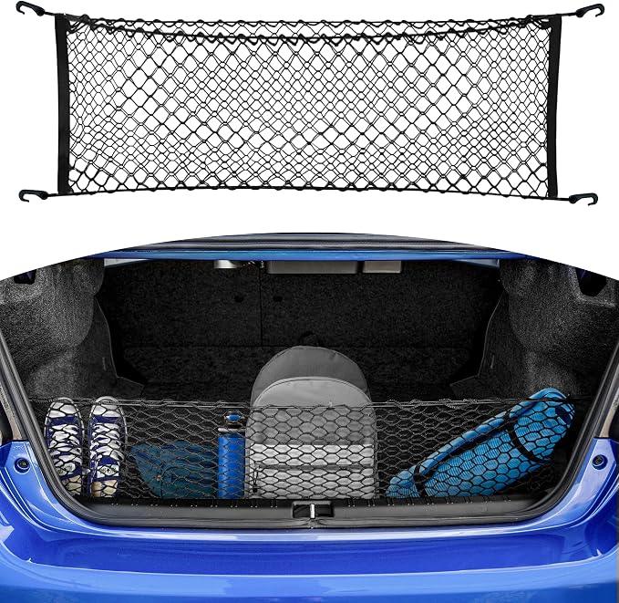 Envelope Style Automotive Elastic Trunk Mesh Cargo Net Accessories for Subaru Impreza 2017 – 2024 & Crosstrek 2018 – 2024 - Premium Trunk Organizers and Storage - Luggage Nets for Vehicles