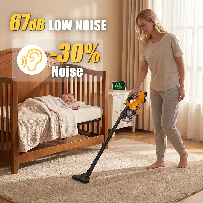 LITEKON Cordless Vacuum Compatible with 𝗗𝗘-𝗪𝗔𝗟𝗧 20V Max Battery (No Battery), Handheld Battery Powered Vacuum Cleaner for Wood Floor, Carpet, Car Cleaning, 125AW (Tool Only)