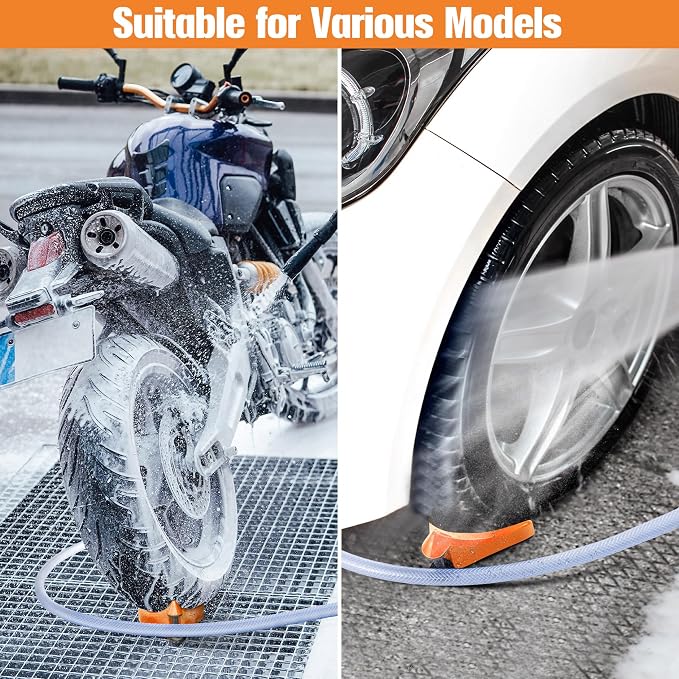 Dreyoo 4 Pcs Car Hose Guide, Tire Hose Roller for Car Washing, Detailing Tire Hoses Guide Preventing Pressure Washer Hoses Stuck Under The Wheels, Plastic Wash Tool to Avoid Snagging(Orange)