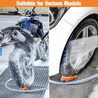 Dreyoo 4 Pcs Car Hose Guide, Tire Hose Roller for Car Washing, Detailing Tire Hoses Guide Preventing Pressure Washer Hoses Stuck Under The Wheels, Plastic Wash Tool to Avoid Snagging(Orange)