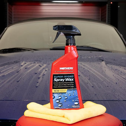 Mothers California Gold Super-Hydro Spray Wax, 24 oz. – Just Waxed Brilliance & Beading, Cleans, Shines & Protects in 1-Step, Use Dry or Wet as a Drying Aid or Over Existing Wax or Coating (05724)