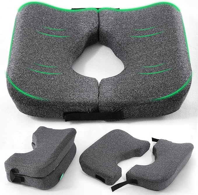 Medisana Memory Foam Bed Sore Cushions for Butt, Ergonomic Bedsore Pressure Relief Pillow with Foldable Design, T Shaped Opening Seat Cushion for Sciatica & Tailbone & Coccyx & Hemorrhoid Pain Relief