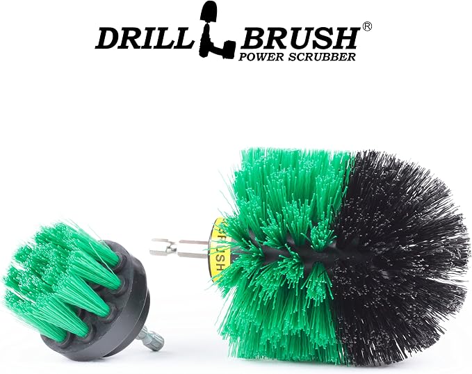 2 Piece Green Medium Stiffness Drill Rotary Cleaning Drillbrushes for Cleaning Kitchen, Cabinet, Counter, Linoleum, and General Purpose Scrubbing by Drillbrush