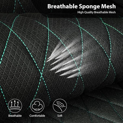 CAR PASS Thick Foam 3D Air Mesh Leather Car Seat Covers Front Seats Only, Breathable Premuim Leather Two Front Seat Cover, Airbag Compatible Universal Fit for 95% Sedan Van Truck SUV,Black and Mint