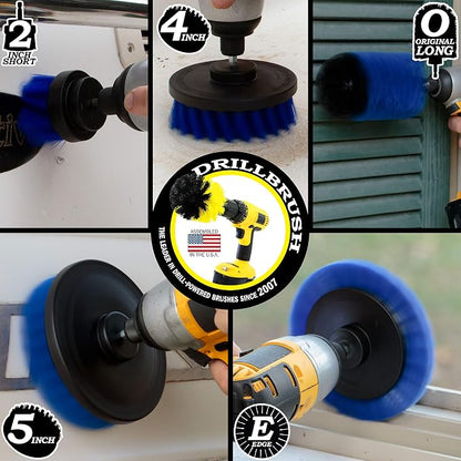 Grout Cleaner Kit - Bathroom Drill Brush Attachment Set - Household Cleaning Supplies - Shower Cleaner - Tub Scrubber - Toilet Brush - Spotless Tiles - Power Scrubbing Nylon Bristles