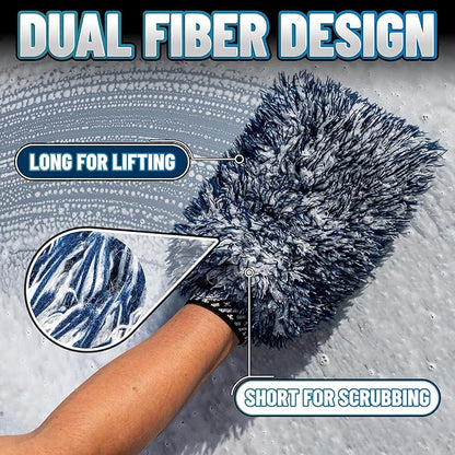 Chemical Guys, The Dually, Dual-Fiber, Wet-Dry Use, Microfiber Wash Mitt, (Car Wash Mitt Great for Car, Truck, SUV, RV, & More) Dark Blue + White, (2 Pack) MIC51702