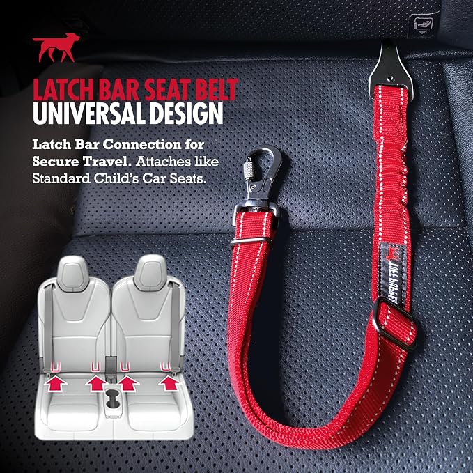 Tuff Pupper Dog Car Safety Belt | Adjustable 16–26" Latch Hook Seatbelt Restraint for Dogs | Heavy-Duty Nylon Webbing, All-Metal Hardware & 360° Swivel Carabiner | Universal Fit for Cars, Trucks & SUV