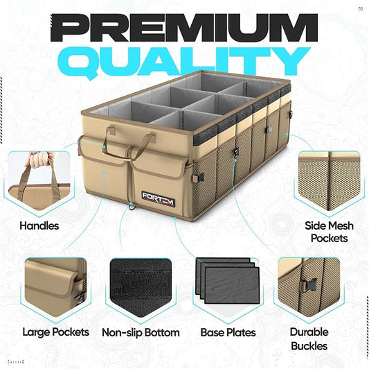 FORTEM Trunk Organizer For SUV Car Trunk Organizer, Foldable Storage, Car Accessories for Women Men, Collapsible Bag, 600D Oxford, Non Slip Bottom, Straps, Soft Cover (85L)