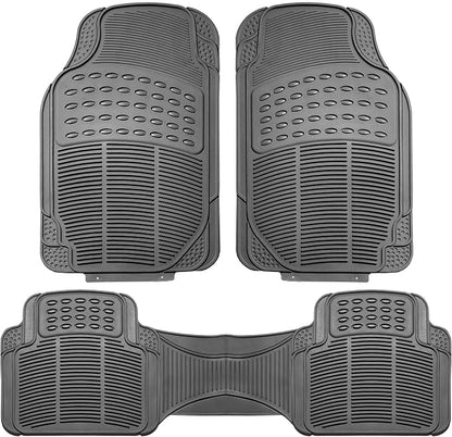 FH Group Car Floor Mats - Heavy-Duty Rubber Floor Mats for Cars, Universal Fit Full Set, Trimmable Automotive Floor Mats, ClimaProof Floor Mats For Most Sedan, SUV, Truck Floor Mats Gray
