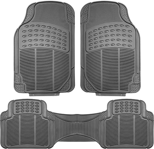 FH Group Car Floor Mats - Heavy-Duty Rubber Floor Mats for Cars, Universal Fit Full Set, Trimmable Automotive Floor Mats, ClimaProof Floor Mats For Most Sedan, SUV, Truck Floor Mats Gray