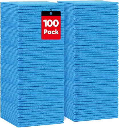 HOMEXCEL Blue Microfiber Cleaning Cloths 100 Pack, Reusable Cleaning Rags Shop Towels - Bulk Multipurpose Microfiber Towels, Lint Free Cleaning Towels for Car, House & Kitchen, 11.5 x 11.5 inch