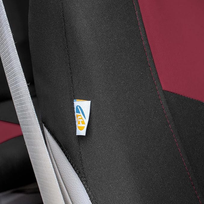 Universal Fit Chevron Flat Cloth Car Seat Covers Full Set - Burgundy