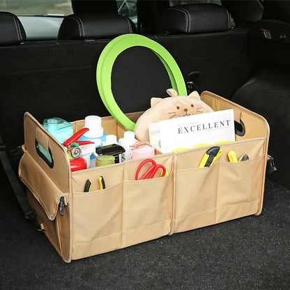 AOKJOY Car Trunk Organizer Car Storage Organizer Collapsible Multi Compartment Car Organizer Adjustable Straps Car Organizer for SUV(Ginger)