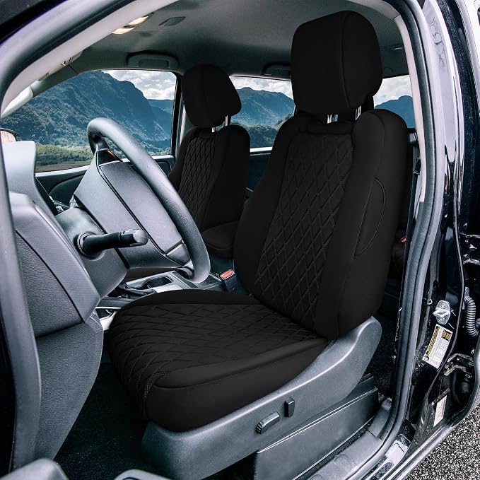 FH Group Custom Fit Car Seat Covers Specifically Made for 2022-2026 Nissan Frontier, Full Set Black Ultraflex Neoprene Waterproof Automotive Seat Covers for Pickup Truck, Nissan Accessories