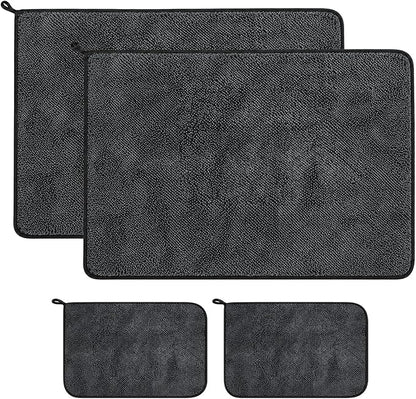 4 Pcs Car Drying Towel Set, 35.4 x 23.6 in & 15.7 x 11.8 in Microfiber Drying Towels, Thick Twisted-Loop Highly Absorbent Quick Dry Cloth for Car Wash, Detailing, Home & RV Use, Gray