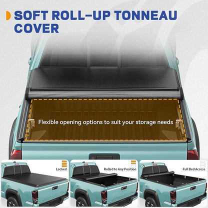 Soft Roll Up Truck Bed Tonneau Cover Fit for Dodge Ram 1500 2009-2024 (Classic ONLY) 5.7 ft Bed Without Rambox