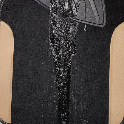 CAR PASS Waterproof Car Floor Mat, Universal Fit Car Mats with Driver Heel Pad, Leather Car Carpet, Anti-Slip Nibbed Backing Floor Mats for SUV, Vans,Sedan,Truck, Automotive Floor Mats (Black Beige)