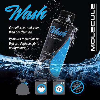 Molecule Clean Kit | Performance Apparel Care | 16 Ounce Wash, 4 Ounce Refresh, 4 Ounce Spot Cleaner, and Laundry Bag | Cleans & Deodorizes Race Suits | Removes Tough Spots and Stains | 1 Kit