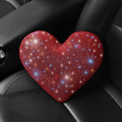 Neck Pillow Neck Rest for Car Headrest Support Neck Support Relax Travel Bling Bling Rhinestones Car Interior Accessories Diamond Pillow for Women Two Packs Universal Fit Red 2 Pieces